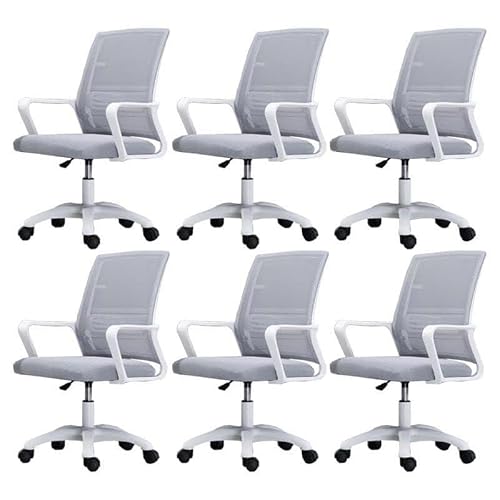 NMVAWIPT Ergonomischer Bürodrehstuhl Mit Lordosenstütze, Höhenverstellbar, Netzrückenlehne, Computer-Arbeitsstuhl(Gray-White,6 Pieces) von NMVAWIPT