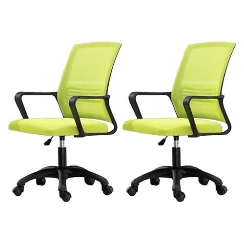 NMVAWIPT Ergonomischer Bürodrehstuhl Mit Lordosenstütze, Höhenverstellbar, Netzrückenlehne, Computer-Arbeitsstuhl(Green-Black,2 Pieces) von NMVAWIPT