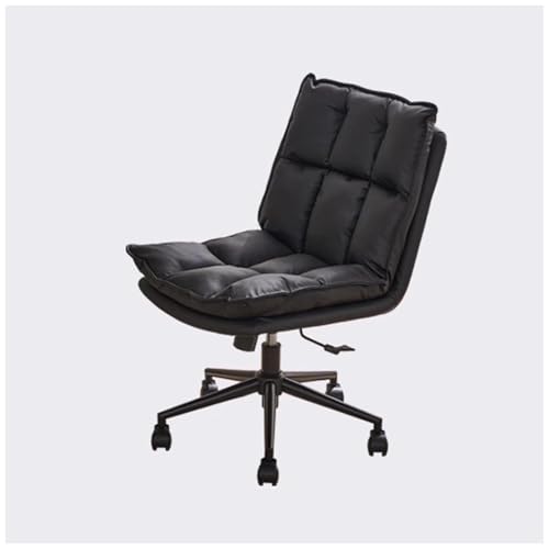 NMVAWIPT Ergonomischer Bürostuhl Aus Leder, 360° Drehbarer Schreibtisch Mit Einstellbarer Höhe Und Unterstützender Rückenlehne, for Schlafzimmer, Zuhause(Black) von NMVAWIPT