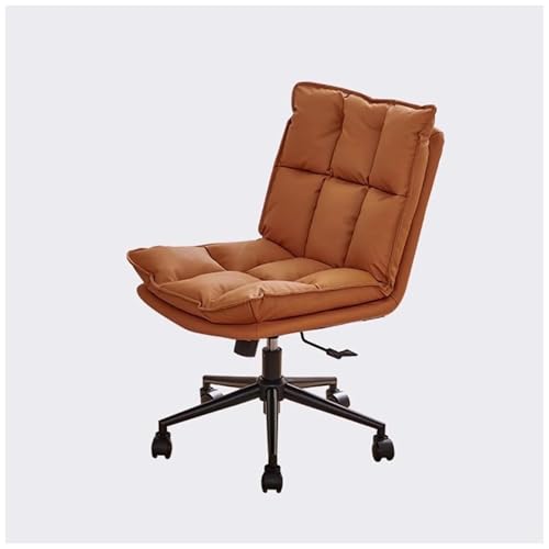 NMVAWIPT Ergonomischer Bürostuhl Aus Leder, 360° Drehbarer Schreibtisch Mit Einstellbarer Höhe Und Unterstützender Rückenlehne, for Schlafzimmer, Zuhause(Orange) von NMVAWIPT