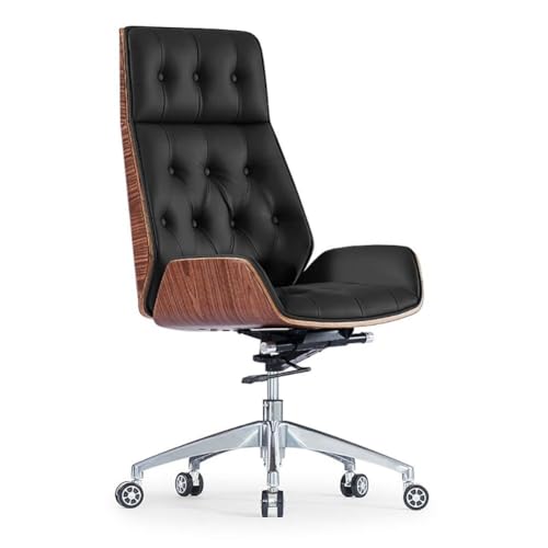 NMVAWIPT Ergonomischer Bürostuhl Aus Mikrofaserleder Mit Lordosenstütze, Einstellbarer Höhe Und Basis Aus Aluminiumlegierung for Das Home Office(Black) von NMVAWIPT