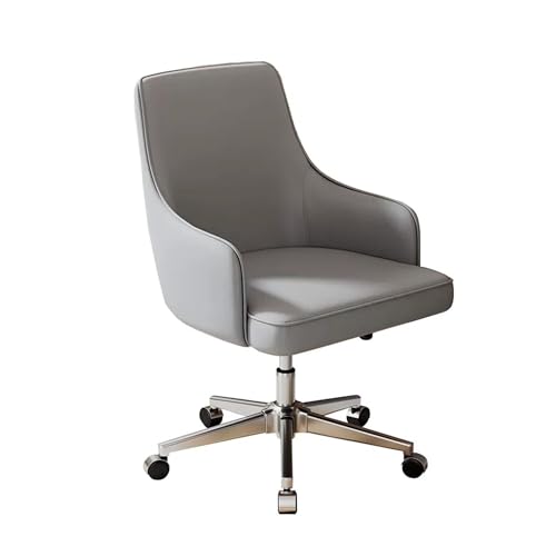 NMVAWIPT Ergonomischer Bürostuhl Aus PU-Leder, 360° Drehbar, Höhenverstellbarer Arbeitsstuhl Mit Gebogener Rückenlehne for Zu Hause(Grey1) von NMVAWIPT
