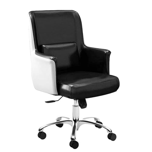 NMVAWIPT Ergonomischer Bürostuhl Aus PU-Leder, Verbesserter Schreibtisch Mit Festem Sitzkissen Und Lordosenstütze(Black Rolling Style) von NMVAWIPT