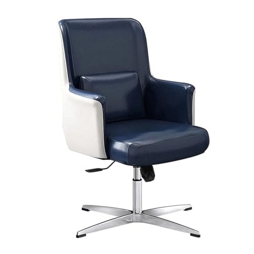 NMVAWIPT Ergonomischer Bürostuhl Aus PU-Leder, Verbesserter Schreibtisch Mit Festem Sitzkissen Und Lordosenstütze(Blue Fixed Style) von NMVAWIPT