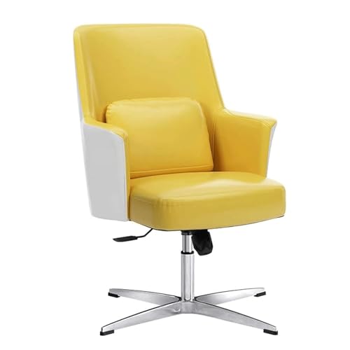 NMVAWIPT Ergonomischer Bürostuhl Aus PU-Leder, Verbesserter Schreibtisch Mit Festem Sitzkissen Und Lordosenstütze(Yellow Fixed Style) von NMVAWIPT