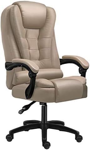 NMVAWIPT Ergonomischer Bürostuhl Mit Hoher Rückenlehne, Lendenwirbelstütze Und Gepolsterten Armlehnen, Schreibtischstuhl Aus PU-Leder(Khaki) von NMVAWIPT