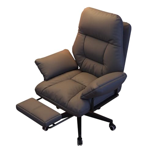 NMVAWIPT Ergonomischer Liege-Schreibtischstuhl Mit Fußstütze, Gepolsterter Bürostuhl Mit Rollen, Verstellbarer Computerstuhl for Zuhause Und Arbeitszimmer(Dark Gray,with Footstool) von NMVAWIPT