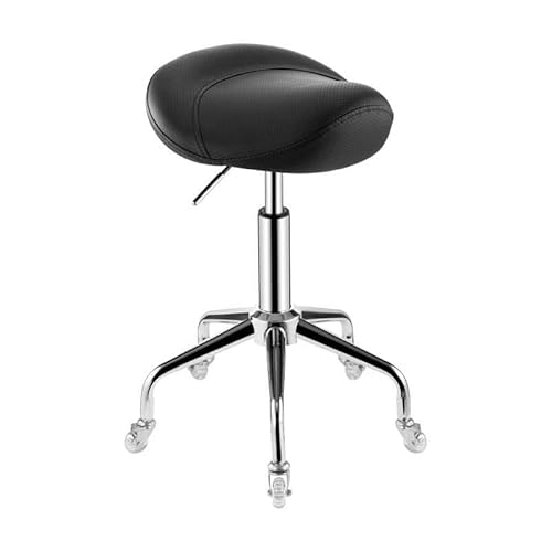 NMVAWIPT Ergonomischer Polsterstuhl Sattelhocker for Zuhause Und Das Büro, Mit 360° Drehbaren Rädern, Höhenverstellbar(Black) von NMVAWIPT