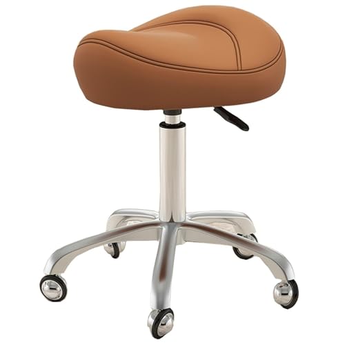 NMVAWIPT Ergonomischer Sattelhocker Mit 360°-Drehgelenk Und Rollen – Höhenverstellbarer Zahnarzt-, Tätowier- Und Bürostuhl for Profis(Brown) von NMVAWIPT
