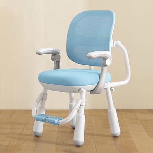 NMVAWIPT Ergonomischer Schreibtischstuhl for Schüler Mit Armlehne Und Fußstütze – Höhenverstellbar, Atmungsaktive Netzrückenlehne for Zuhause, Schule Und Büro(Blue,B) von NMVAWIPT