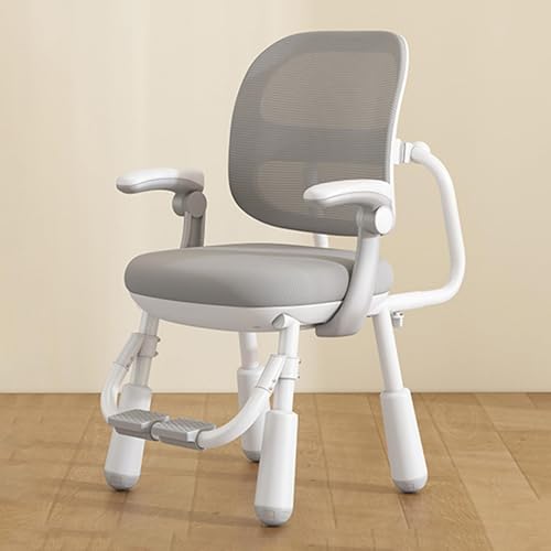 NMVAWIPT Ergonomischer Schreibtischstuhl for Schüler Mit Armlehne Und Fußstütze – Höhenverstellbar, Atmungsaktive Netzrückenlehne for Zuhause, Schule Und Büro(Gray,B) von NMVAWIPT