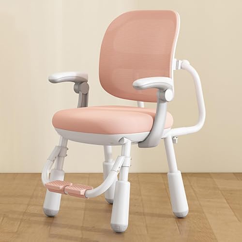 NMVAWIPT Ergonomischer Schreibtischstuhl for Schüler Mit Armlehne Und Fußstütze – Höhenverstellbar, Atmungsaktive Netzrückenlehne for Zuhause, Schule Und Büro(Pink,B) von NMVAWIPT