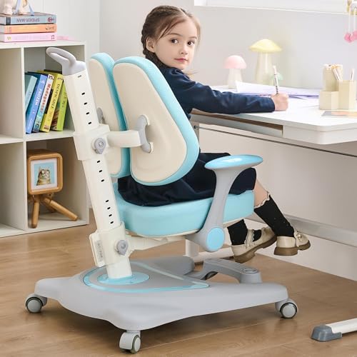 NMVAWIPT Ergonomischer Schreibtischstuhl for Studenten Mit Doppelter Rückenlehne – Höhenverstellbar Und Vielseitig Einsetzbar for Lernen, Arbeiten Und Essen(Blue) von NMVAWIPT