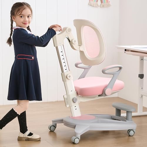 NMVAWIPT Ergonomischer Schreibtischstuhl for Studenten Mit Fußstütze, Höhenverstellbar Und Verstellbarem Design for Studium, Arbeit Und Essen(Pink) von NMVAWIPT
