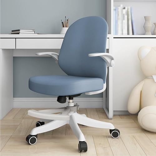 NMVAWIPT Ergonomischer Schreibtischstuhl for Studenten Mit Fußstütze, Höhenverstellbarer Drehstuhl Mit Klappbaren Armlehnen, Arbeits- Und Computerstuhl(Blue) von NMVAWIPT