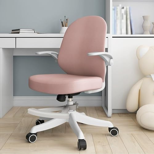 NMVAWIPT Ergonomischer Schreibtischstuhl for Studenten Mit Fußstütze, Höhenverstellbarer Drehstuhl Mit Klappbaren Armlehnen, Arbeits- Und Computerstuhl(Pink) von NMVAWIPT