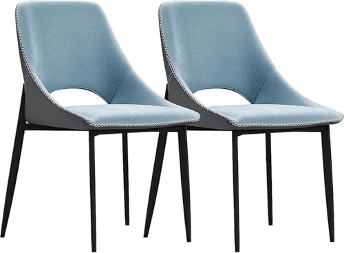 NMVAWIPT Esszimmerstühle, 2er-Set for Die Küche Mit Beinen Aus Kohlenstoffstahl, Rückenlehne Technologischem Stoffkissen, Moderne Wohnzimmerseite Der Mitte des Jahrhunderts(Blue) von NMVAWIPT