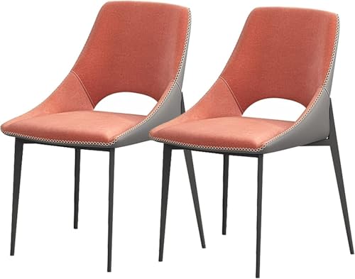 NMVAWIPT Esszimmerstühle, 2er-Set for Die Küche Mit Beinen Aus Kohlenstoffstahl, Rückenlehne Technologischem Stoffkissen, Moderne Wohnzimmerseite Der Mitte des Jahrhunderts(Red) von NMVAWIPT