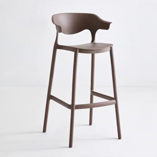 NMVAWIPT Esszimmerstühle, Stapelbare Hohe Hocker Mit Rückenlehne, Frühstücksstuhl, Kücheninsel-Barhocker Aus Kunststoff Im Bauernhausstil(Brown) von NMVAWIPT