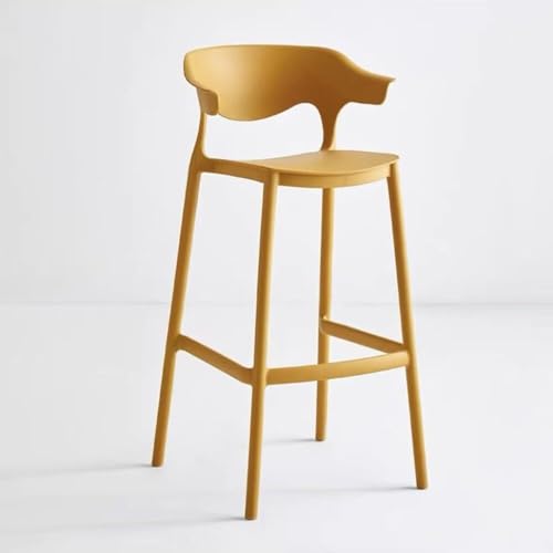 NMVAWIPT Esszimmerstühle, Stapelbare Hohe Hocker Mit Rückenlehne, Frühstücksstuhl, Kücheninsel-Barhocker Aus Kunststoff Im Bauernhausstil(Yellow) von NMVAWIPT