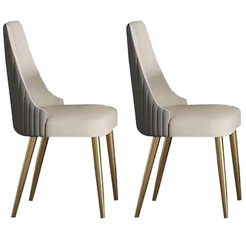 NMVAWIPT Esszimmerstühle Aus Leder Mit Massiver Rückenlehne for Küchenrestaurants(Gray-White,2pcs) von NMVAWIPT