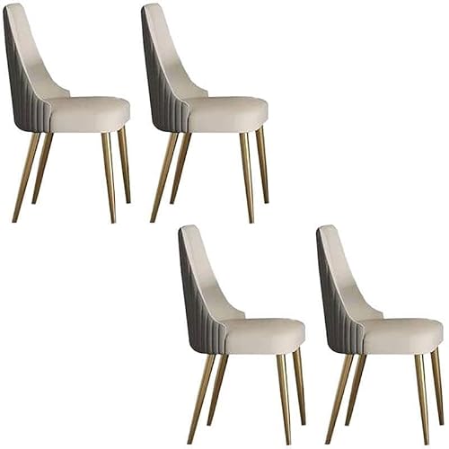 NMVAWIPT Esszimmerstühle Aus Leder Mit Massiver Rückenlehne for Küchenrestaurants(Gray-White,4pcs) von NMVAWIPT