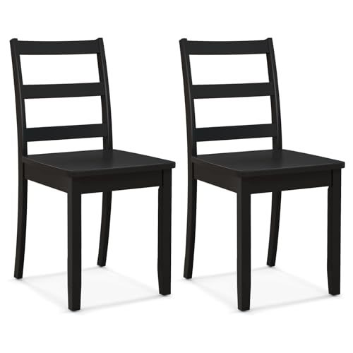 NMVAWIPT Esszimmerstühle Aus Walnussholz – Beine Massivem Gummibaumholz, Leiterrückendesign, Küchenstühle Im Landhausstil(Black,2) von NMVAWIPT