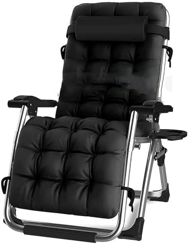 NMVAWIPT Extra Breiter Büro-Nickerchen-Liegestuhl, Schwerelosigkeits-Liegestuhl for Den Außenbereich Mit Kissen, Verstellbare Liege for Den Terrassengarten(Black) von NMVAWIPT