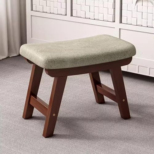 NMVAWIPT Fußstütze Aus Holz, Ottomane for Die Couch, Weich Gepolsterter, Gebogener Sitz, Schuhwechselbank, Fußhocker Mit Stabilem Holzrahmen for Das Wohnzimmer(Light Grey/Walnut,S) von NMVAWIPT