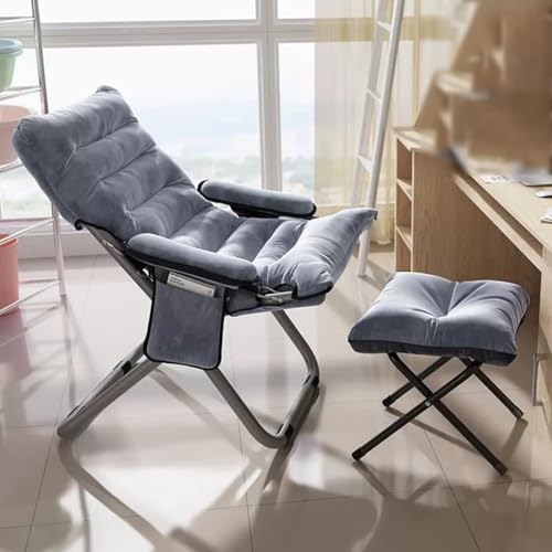 NMVAWIPT Gemütlicher Lazy Chair Mit Fußstütze, Liegesessel, Klappsessel, Metallrahmen, Übergroßer Untertassenstuhl for Entspannen Und Lesen(Gray) von NMVAWIPT