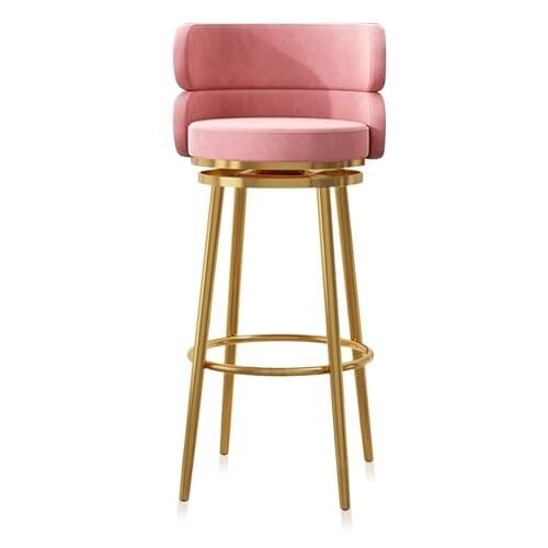 NMVAWIPT Gepolsterte, Drehbare Barhocker, Kücheninselstühle Mit Hoher Rückenlehne Und Fußstütze, Samttheke 360°-Drehung, Metallrahmen(Pink-1 Pcs) von NMVAWIPT