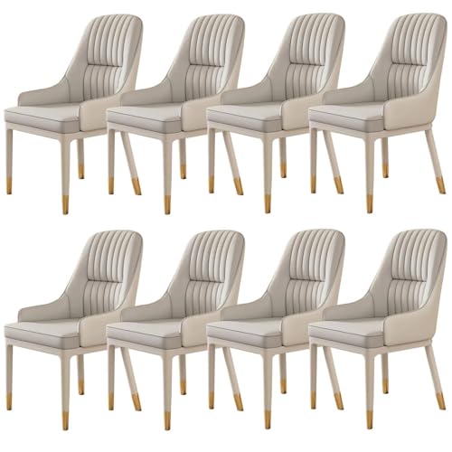 NMVAWIPT Gepolsterte Esszimmerstühle Im Mid-Century-Modern-Stil Mit Metallbeinen Und Armlehnen Aus Kunstleder for Wohnzimmer Schlafzimmer(Style4,8 Piece Set) von NMVAWIPT
