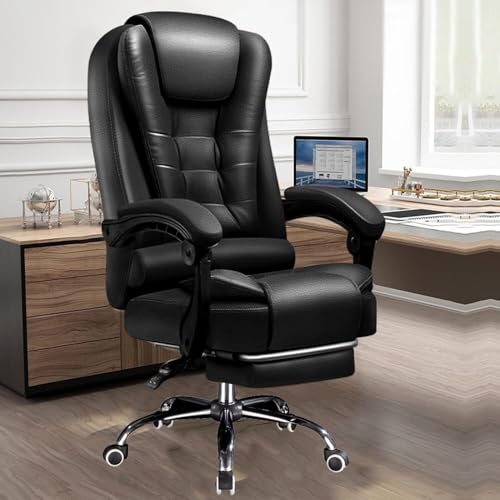 NMVAWIPT Großer Und Hoher Ergonomischer Bürostuhl, Chefschreibtischstühle Mit Hoher Rückenlehne Und Lordosenstütze, Stabiler Computer-Gaming-Stuhl(Dark Blue,Modern) von NMVAWIPT