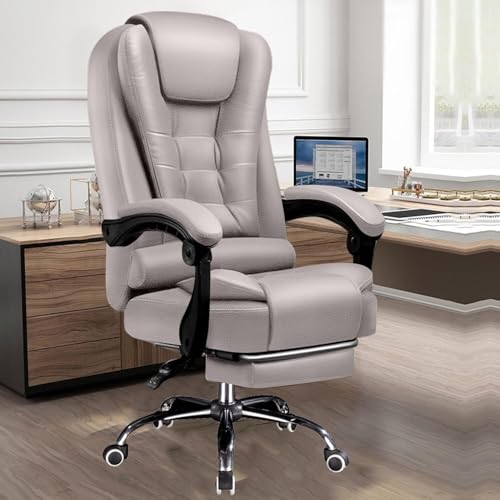 NMVAWIPT Großer Und Hoher Ergonomischer Bürostuhl, Chefschreibtischstühle Mit Hoher Rückenlehne Und Lordosenstütze, Stabiler Computer-Gaming-Stuhl(Gray,Modern) von NMVAWIPT