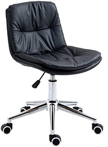 NMVAWIPT Heim Büro Stuhl, Mitten zurück Pu Leder Armloser Schreibtisch, Ergonomisch Aufgabe drehen Mit Einstellbar Höhe & Glatt Fassungen für Studie, Wohnheim, Arbeiten(Black) von NMVAWIPT