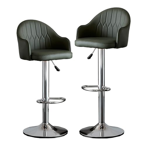 NMVAWIPT Höhenverstellbare, Drehbare Barhocker, 2er-Set, Thekenstühle Aus PU-Leder Mit Rückenlehne Und Fußstütze for Kücheninsel, Restaurant(Dark Green - Silver Legs) von NMVAWIPT