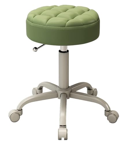 NMVAWIPT Höhenverstellbarer Drehhocker, Runder Bürostuhl Aus PU-Leder Mit Leisen Rädern, for Arbeitsplätze Zu Hause Und Im Salon(Green) von NMVAWIPT