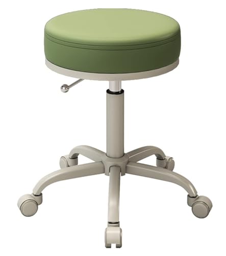 NMVAWIPT Höhenverstellbarer Drehhocker, Runder Bürostuhl Aus PU-Leder Mit Leisen Rädern, for Arbeitsplätze Zu Hause Und Im Salon(Green1) von NMVAWIPT