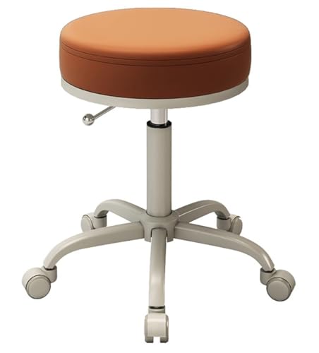 NMVAWIPT Höhenverstellbarer Drehhocker, Runder Bürostuhl Aus PU-Leder Mit Leisen Rädern, for Arbeitsplätze Zu Hause Und Im Salon(Orange1) von NMVAWIPT