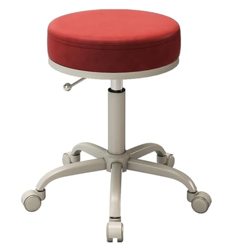 NMVAWIPT Höhenverstellbarer Drehhocker, Runder Bürostuhl Aus PU-Leder Mit Leisen Rädern, for Arbeitsplätze Zu Hause Und Im Salon(Red1) von NMVAWIPT