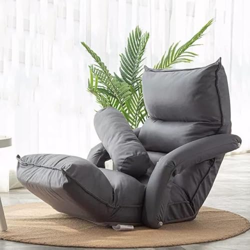 NMVAWIPT Indoor Lounge Chair Bodenkissen Rückenlehne Verstellbar, Premium Sessel Sofa Sitz for Home Office, Meditationsstuhl for Balkon Yoga(Dark Grey) von NMVAWIPT