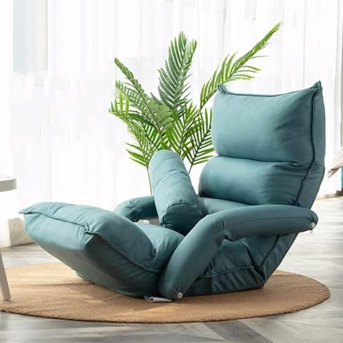 NMVAWIPT Indoor Lounge Chair Bodenkissen Rückenlehne Verstellbar, Premium Sessel Sofa Sitz for Home Office, Meditationsstuhl for Balkon Yoga(Green) von NMVAWIPT