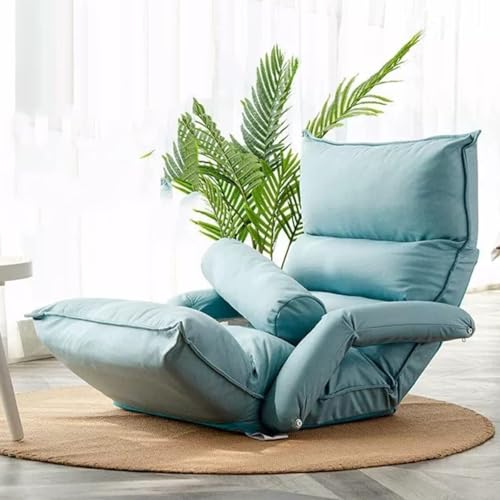 NMVAWIPT Indoor Lounge Chair Bodenkissen Rückenlehne Verstellbar, Premium Sessel Sofa Sitz for Home Office, Meditationsstuhl for Balkon Yoga(Light Blue) von NMVAWIPT