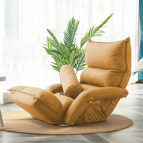 NMVAWIPT Indoor Lounge Chair Bodenkissen Rückenlehne Verstellbar, Premium Sessel Sofa Sitz for Home Office, Meditationsstuhl for Balkon Yoga(Yellow) von NMVAWIPT