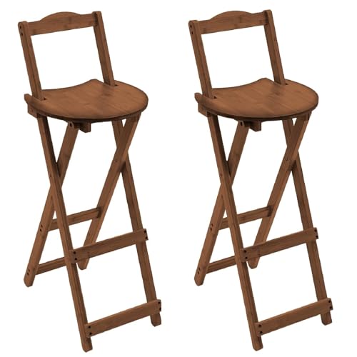 NMVAWIPT Klappbare Barhocker Aus Bambus, 2er-Set Mit Rückenlehne Und Fußstütze, 29 Zoll Hohe Thekenstühle for Kücheninseln, Cafés Und Zuhause(Dark Brown) von NMVAWIPT