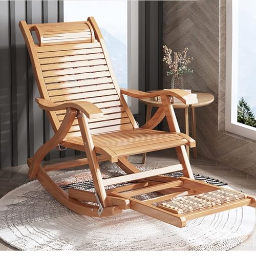 NMVAWIPT Klappbare Schaukelstühle for Die Terrasse for Erwachsene, Gartenliegestühle Aus Holz, 200 Kg Belastbarer Liegestuhl(Chair) von NMVAWIPT