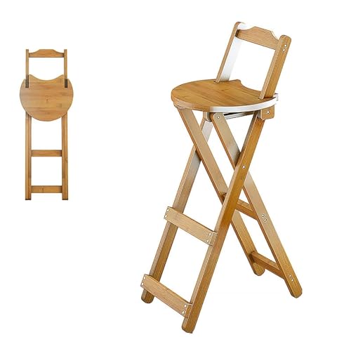 NMVAWIPT Klappbarer Barhocker Aus Holz Mit Rückenlehne Und Fußstütze – Kompakter, Klappbarer Esszimmerstuhl for Küche, Zuhause Und Veranstaltungen(Style1,28x37x96cm) von NMVAWIPT