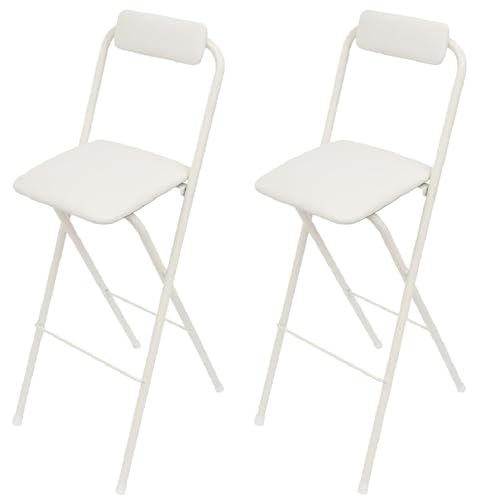 NMVAWIPT Klappbarer Barhocker Mit Rückenlehne, 2er-Set, 76,2 cm Sitzhöhe, for Küche, Café, Zuhause(White) von NMVAWIPT