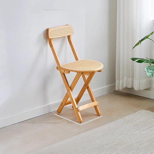 NMVAWIPT Klappbarer Barstuhl Aus Holz Mit Fußstütze Und Rückenlehne, Stapelbare Esszimmerstühle Im Retro-Stil Aus Gewebtem Stoff for Küche, Büro, Bar, Arbeitszimmer(Style1,26x33x76cm) von NMVAWIPT