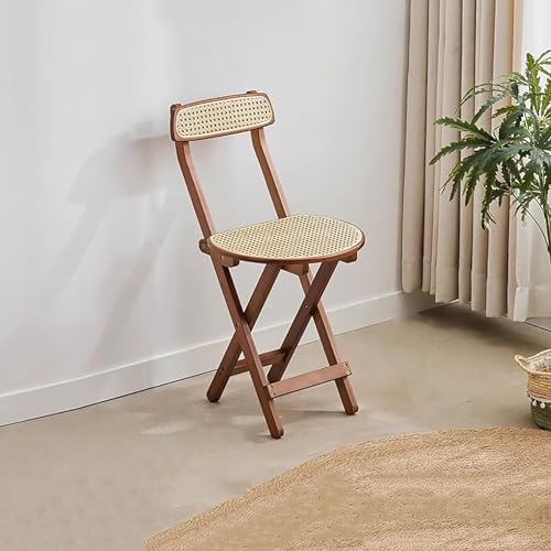NMVAWIPT Klappbarer Barstuhl Aus Holz Mit Fußstütze Und Rückenlehne, Stapelbare Esszimmerstühle Im Retro-Stil Aus Gewebtem Stoff for Küche, Büro, Bar, Arbeitszimmer(Style2,26x33x76cm) von NMVAWIPT